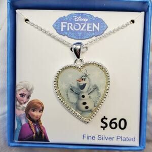 Disney Frozen Olaf Fine Silver Plated Necklace Pendant NIP